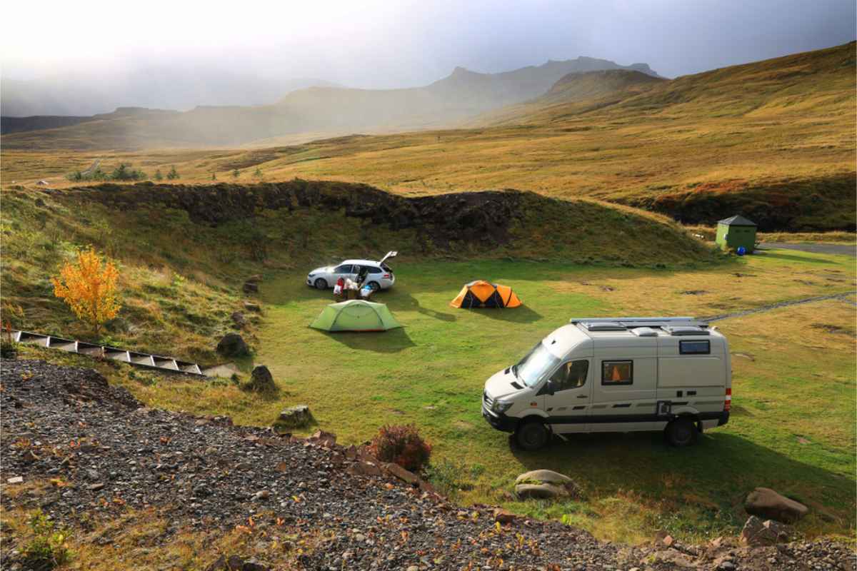 Camper parked in an authorized camping area