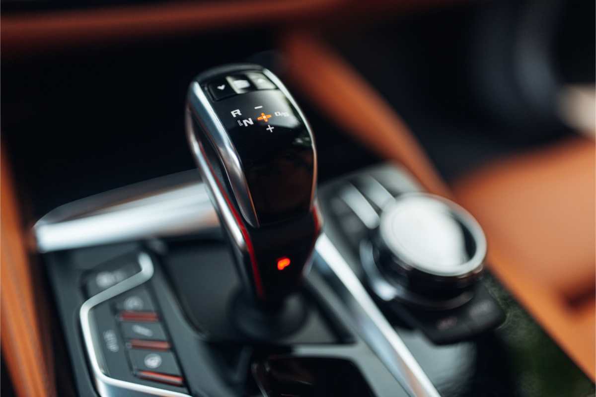 close-up of an automatic shift in a camper
