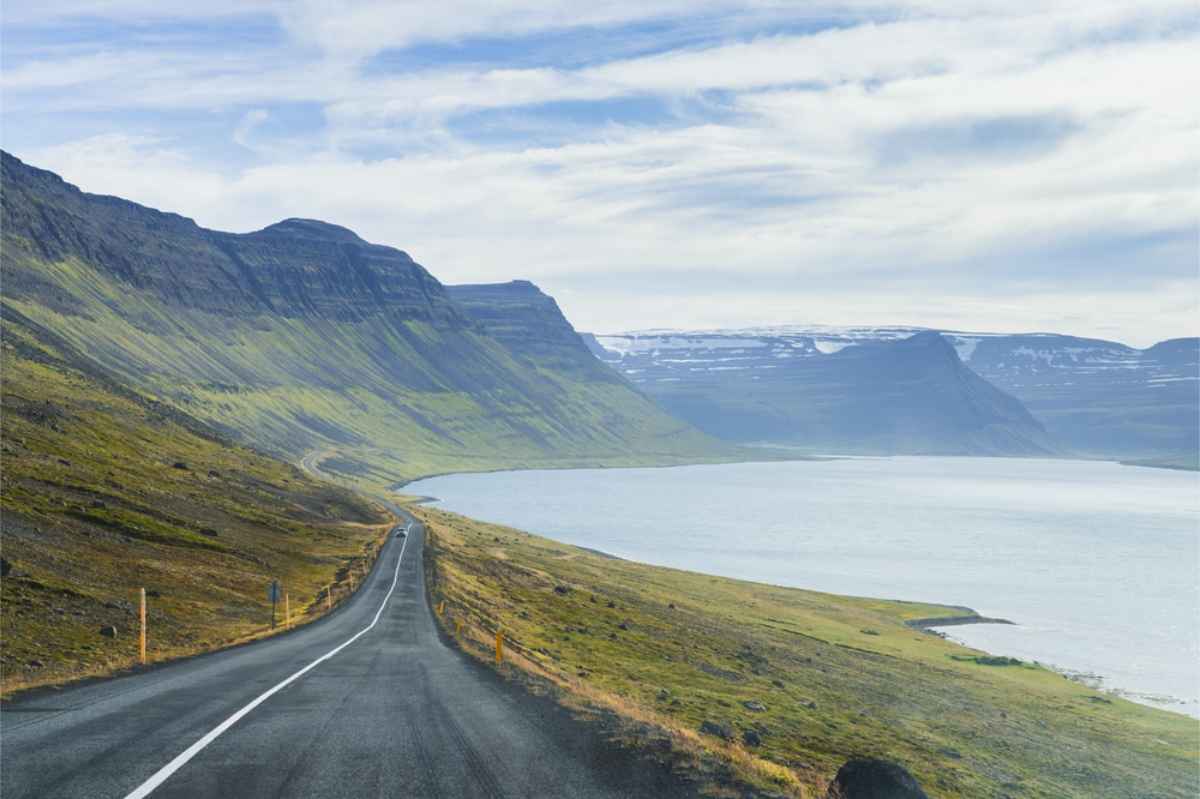 Paved road in the Westfjords of Iceland
