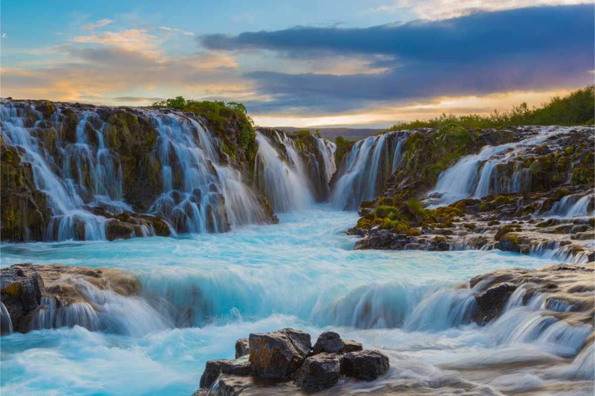 Impressive view of the blue waters of Bruarfoss