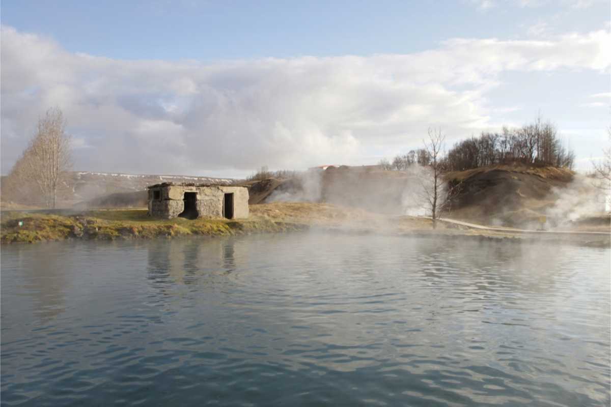 The secret lagoon geothermal area in Iceland