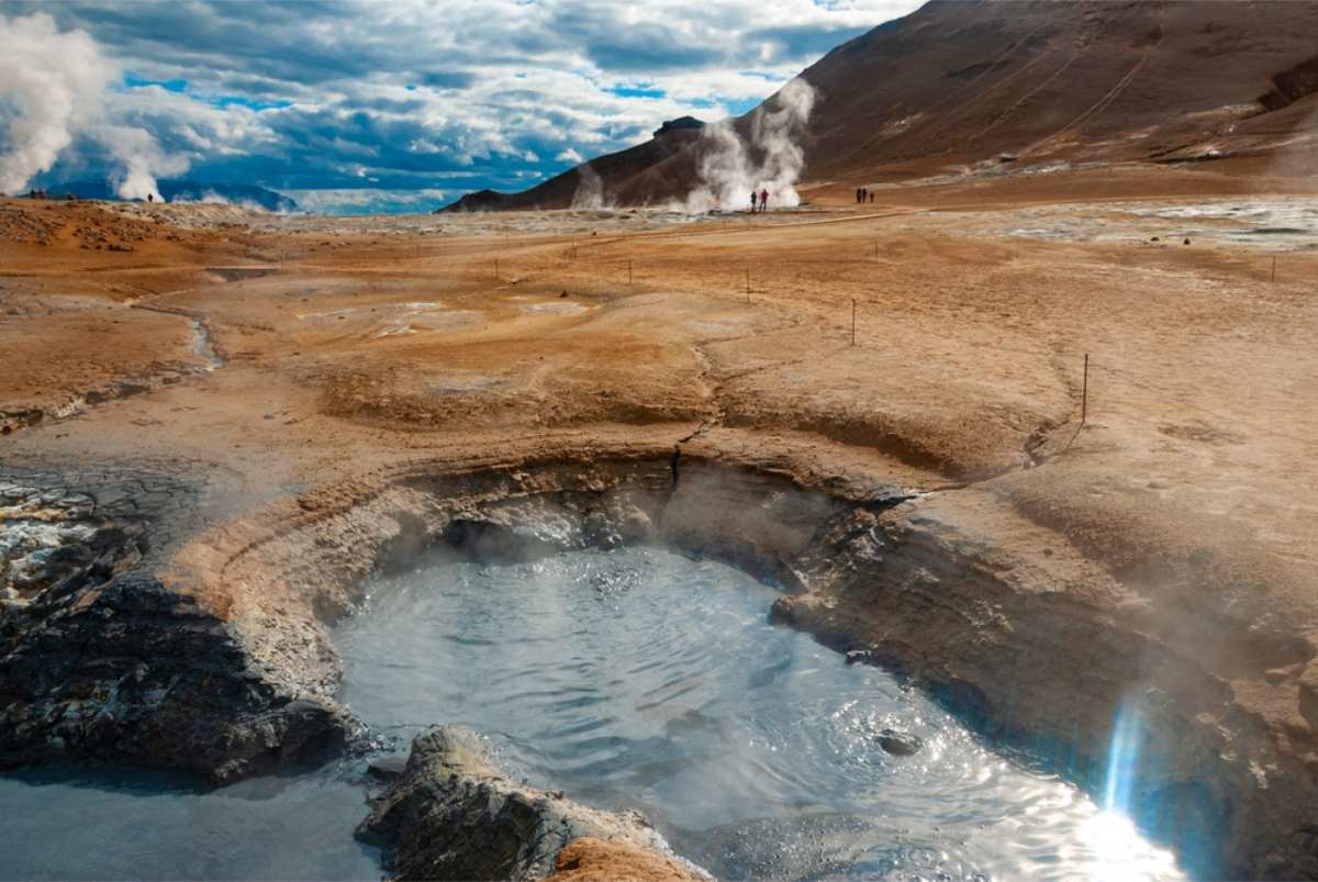 Drone view of the pseudocraters of lake myvatn