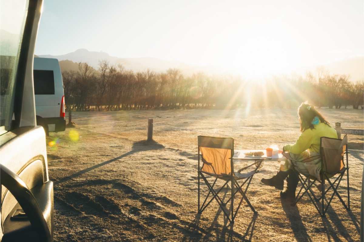 Campers aparcadas en una zona habilitada en Islandia
