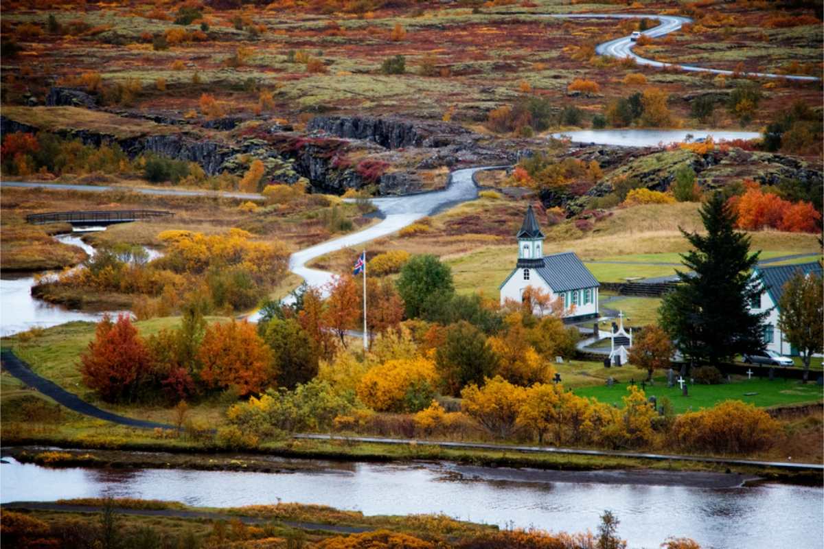 Paradas principales en el círculo dorado Vista aérea del parque nacional de Þingvellir