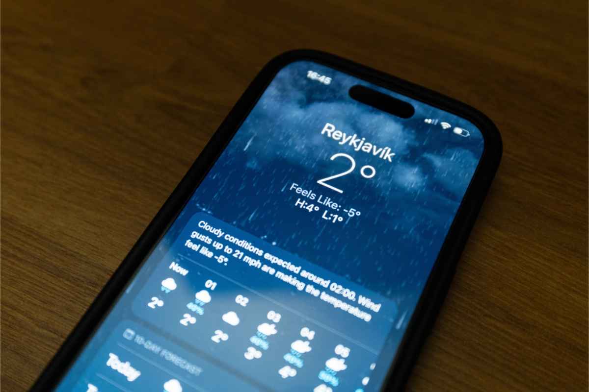 Previsioni meteo per Reykjavík su un cellulare